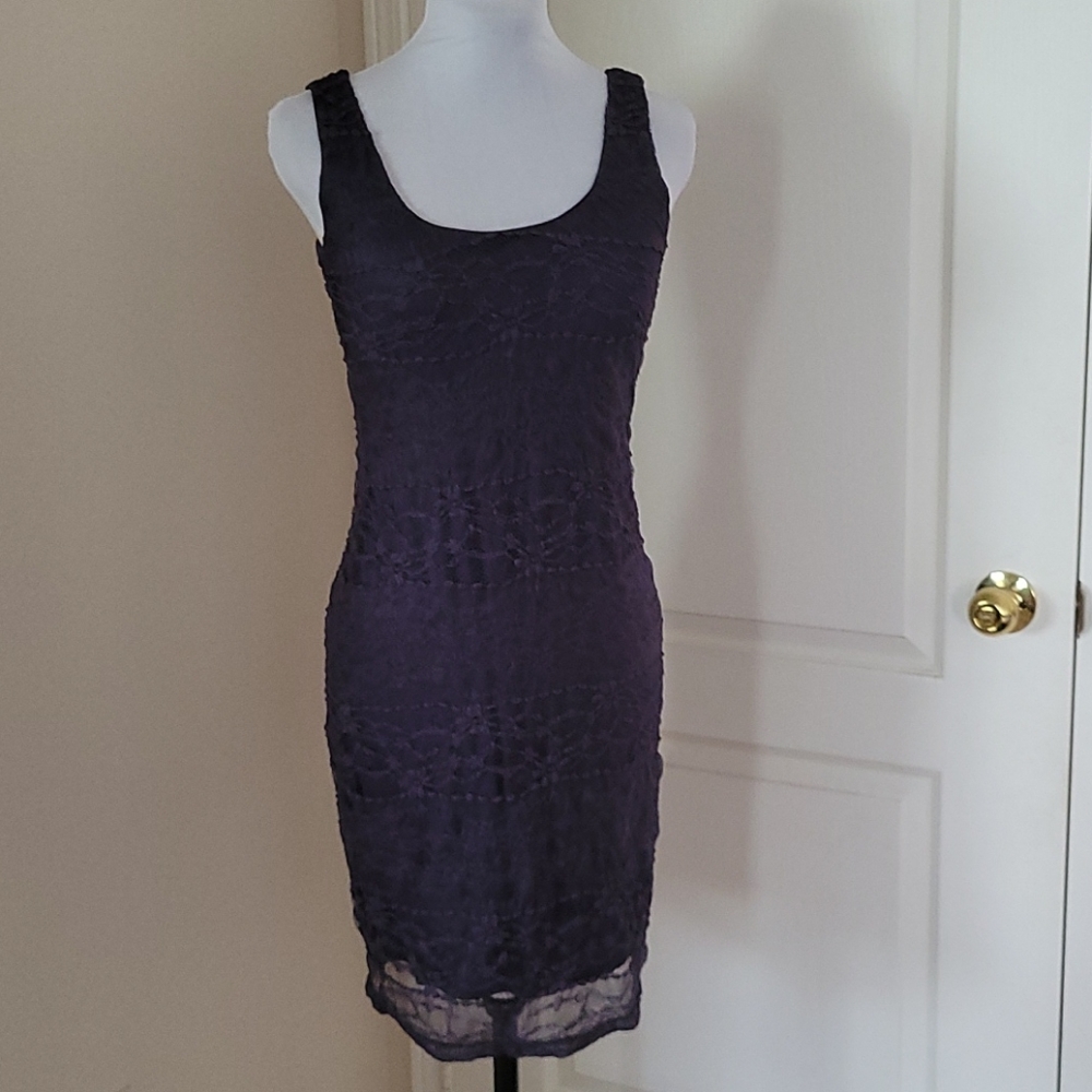 Purple Lace Overlay Dress